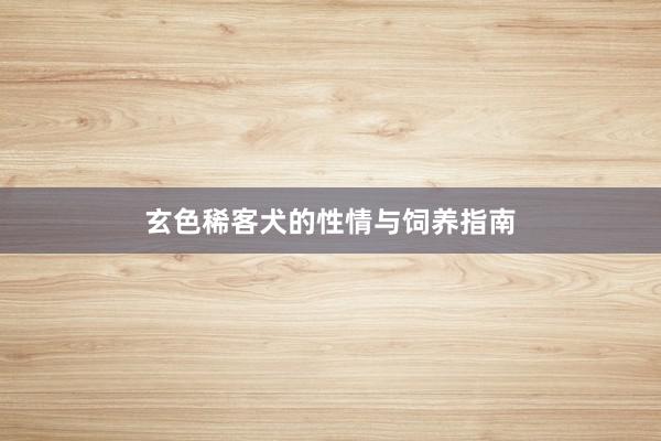 玄色稀客犬的性情与饲养指南